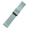 Extra-wide crocodile grain leather watch strap