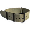 Nato style one-piece nylon watch strap with black steel buckles