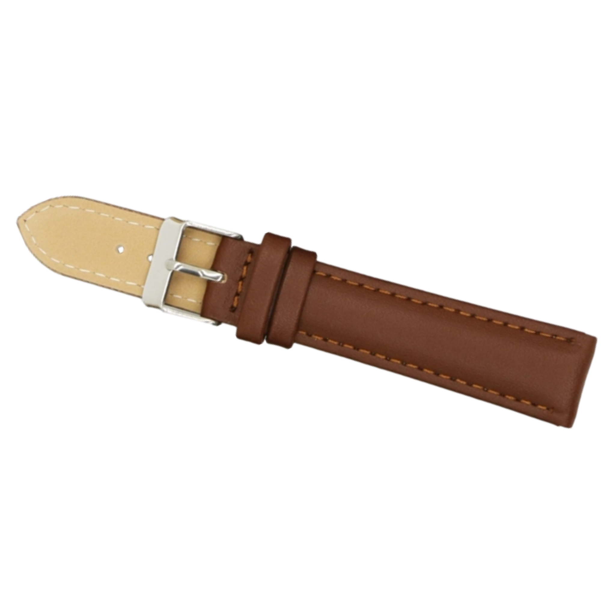 Calf grain leather watch straps with stainless steel buckles.