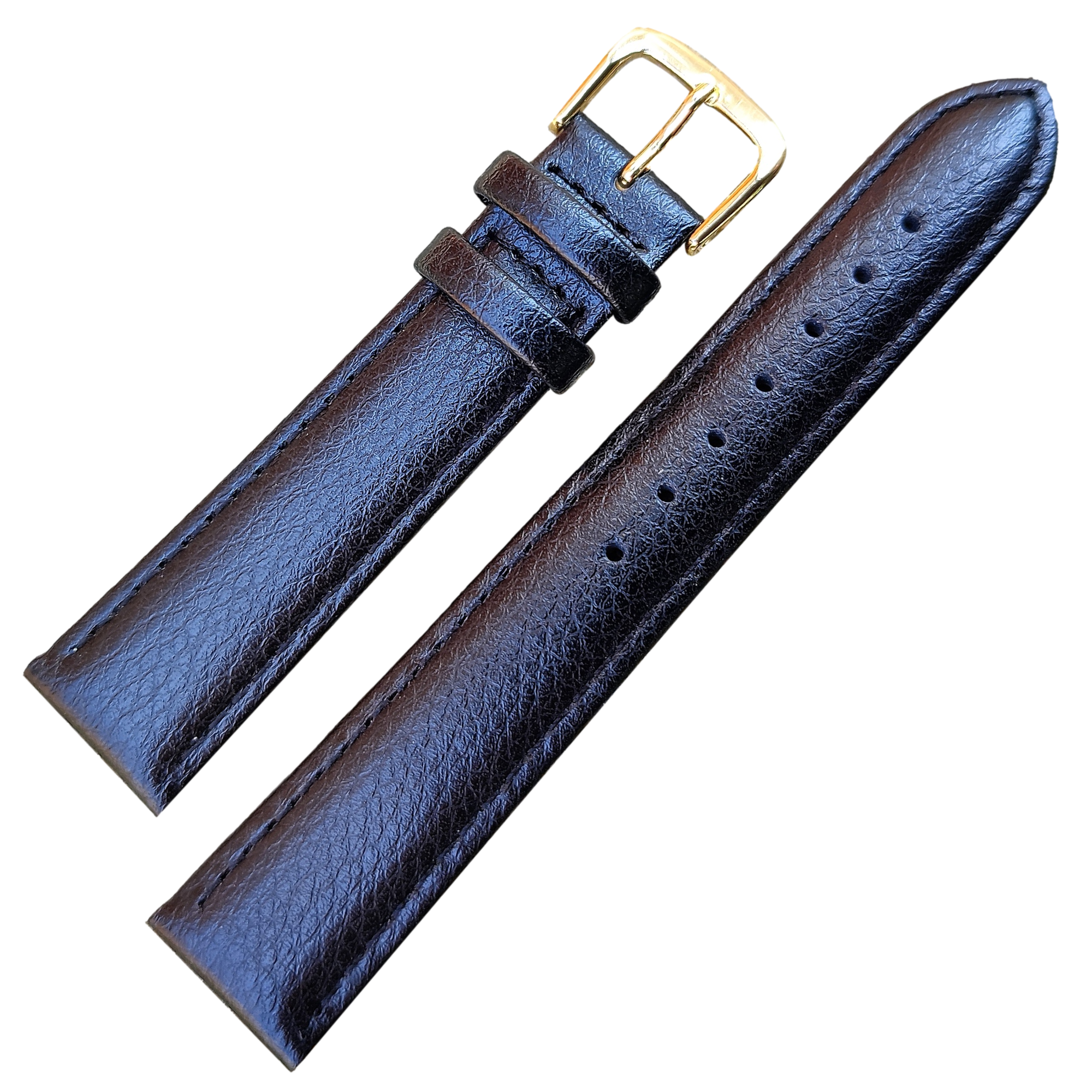 Padded buffalo grain leather watch straps