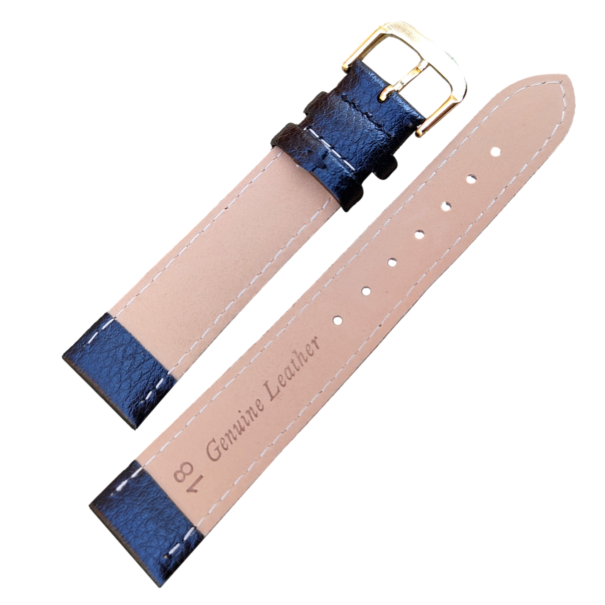 Padded buffalo grain leather watch straps