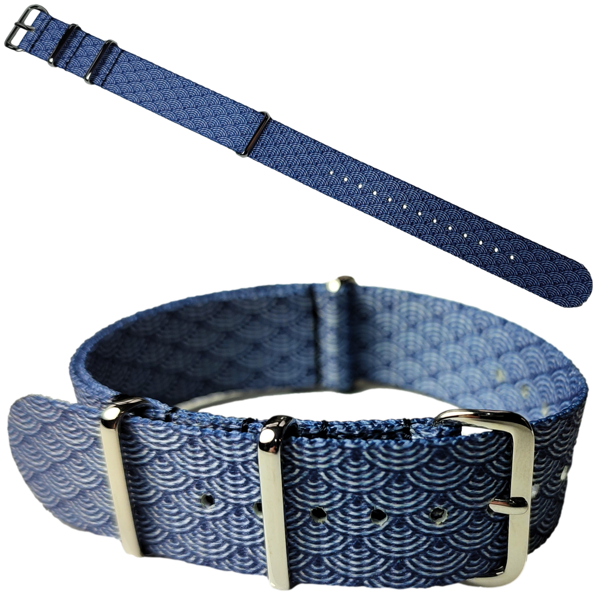 18mm 20mm 22mm One-Piece Nylon Watch Straps - Patterned Military Wristwatch Straps - Stainless Steel Buckles - Waterproof, Washable