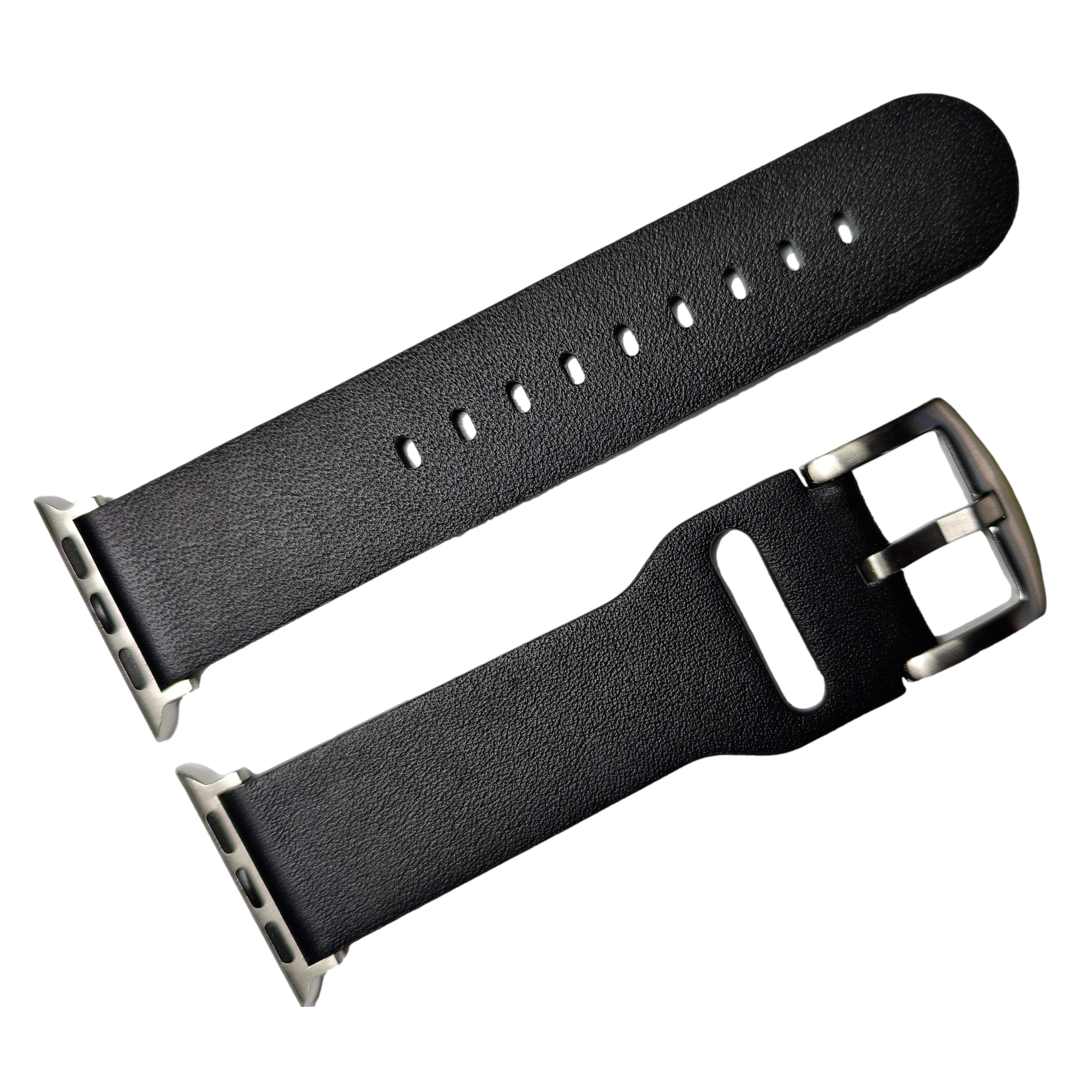 Double Sided Smooth Leather Replacement Band for Apple Watch Strap - Black